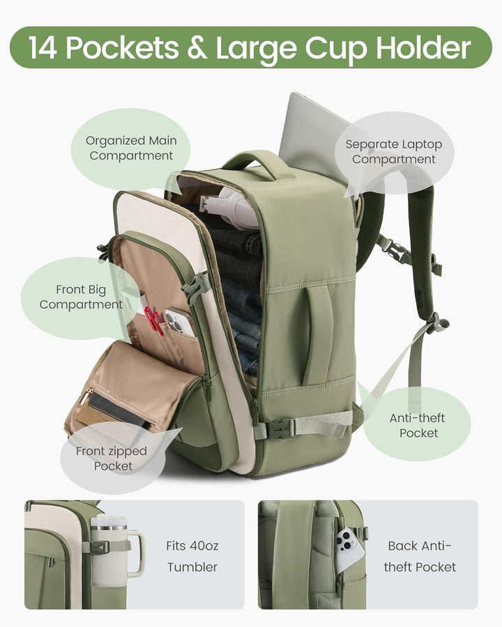 LOVEVOOK Mochila de viaje de 40 L para mujeres y hombres, mochila d...