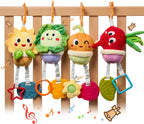TUMAMA 4 Pcs Potted Vegetable Hanging Car Seat Toys para Baby 0 3 6 9 Months