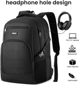 YAMTION Mochila negra para hombres y mujeres, mochila para laptop c...