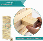 Juego de torre de madera para patio al aire libre para la familia, juego de apilamiento de bloques (grande-1.48 pies)