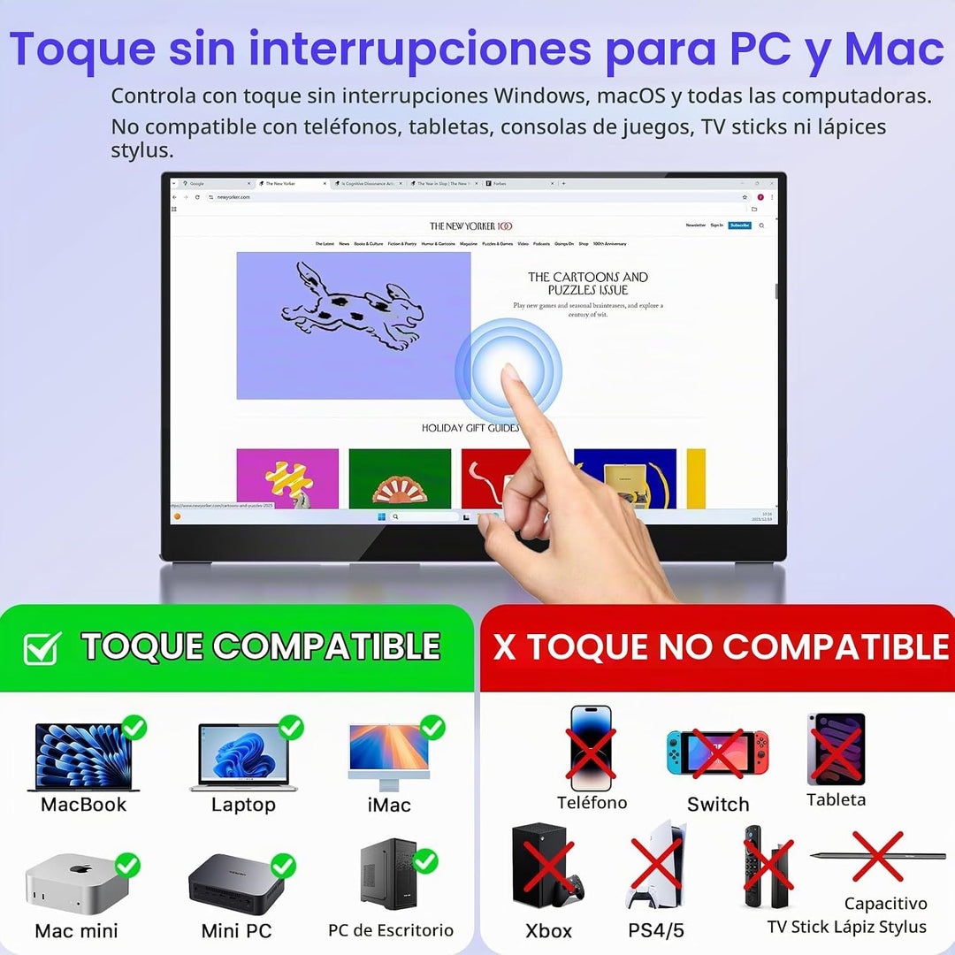VisionOwl Monitor portátil para laptop, IPS USB-C HDMI segundo moni...
