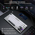 YUNZII AL80 75% Teclado mecánico inalámbrico de aluminio (Silver, Cocoa Cream)