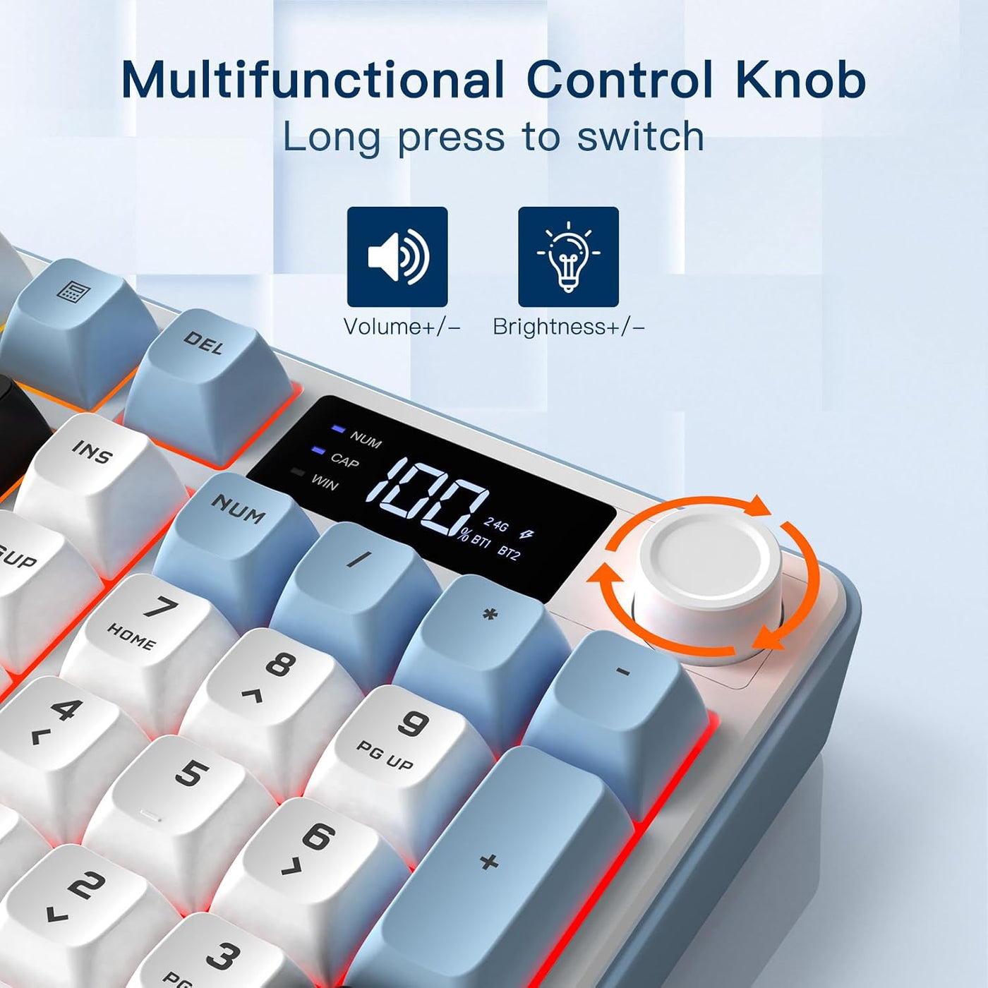 AOC GK210 Teclado inalámbrico para juegos con pantalla y perilla, t...