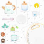 UMU® Juego de Té de Madera para Niños – Juguete de Fiesta de Té de Juego Simulado con Tazas Coloridas, Bolsitas de Té, Rodajas de Limón y Más – Juguete de Juego de Rol Montessori para Edades 3 4 5 6