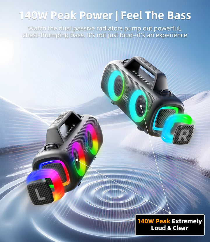 VUOPAX Altavoz Bluetooth portátil inalámbrico, sonido fuerte de 140...