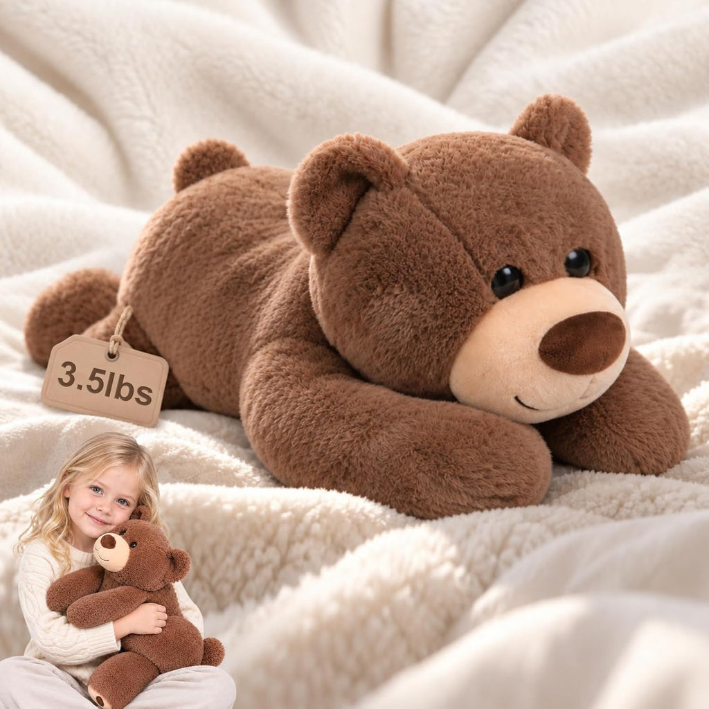 Mewkou Oso de peluche con peso de 3.5 libras, almohada de animales de felpa con peso de 24 pulgadas, bonitos juguetes de peluche kawaii, regalos para niños, adultos, adolescentes, cumpleaños, Navidad