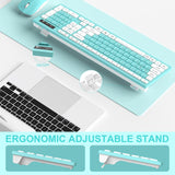 RECCAZR Combo de teclado y mouse inalámbricos, teclado de tamaño co...