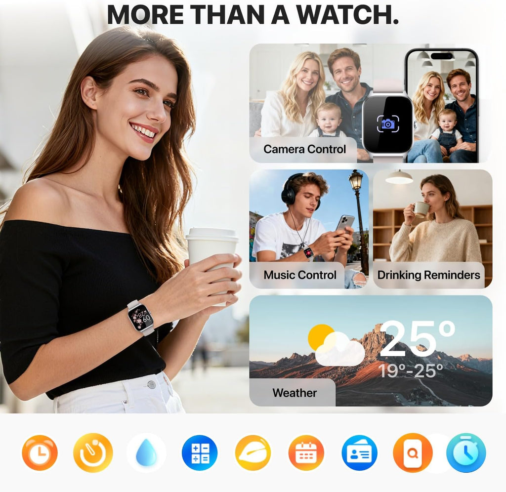 Reloj inteligente para mujeres y hombres, (responder/hacer llamadas) 1.83 pulgadas, HD, rastreador de actividad física smartwatch compatible con Android, iPhone iOS, contador de pasos impermeable IP68