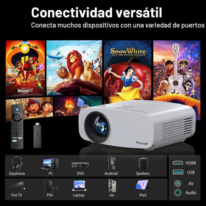Proyector con WiFi y Bluetooth, pericat 4K compatible con proyector...