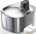 FEELNEEDY Fuente de agua inalámbrica para gatos de acero inoxidable con sensor, batería de 4000mAh, fuente de agua para mascotas de 4L/135 fl oz para gatos y perros, fuente de agua para gatos ultra
