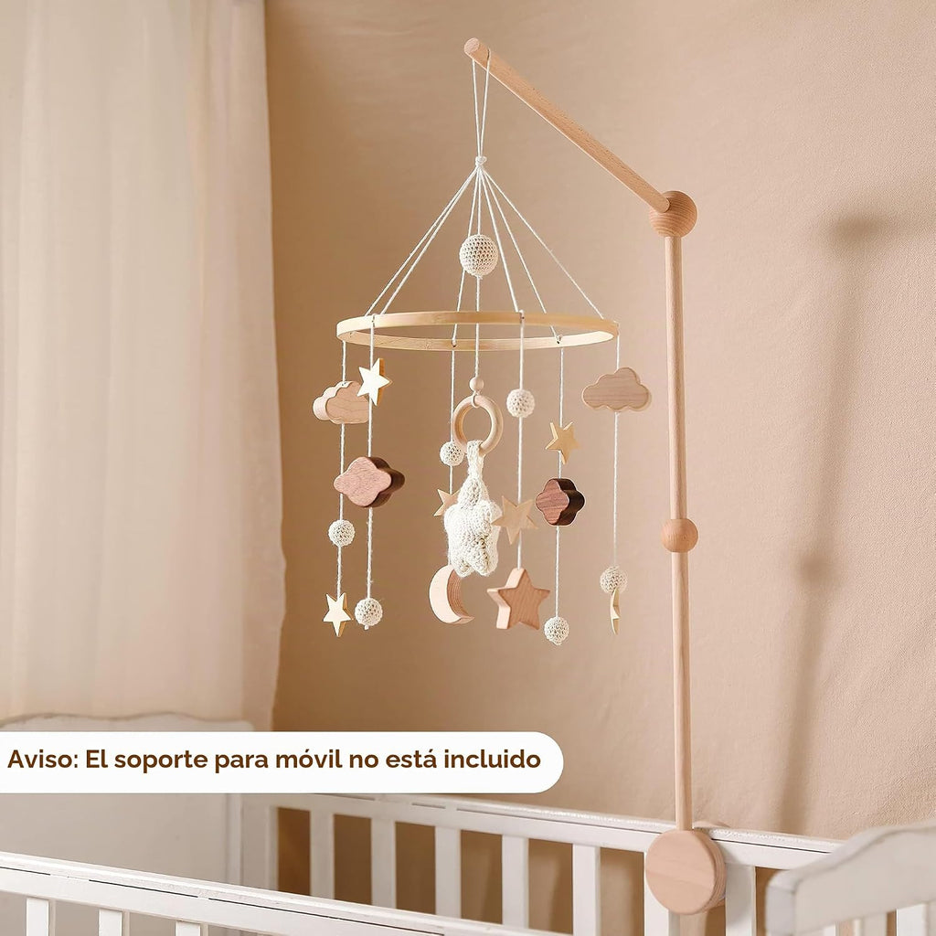 Móvil de cuna Boho para bebés, para niñas y niños, estrellas, nubes, luna