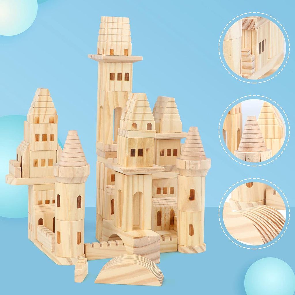 75 piezas de bloques de castillo de madera medievales caballeros princesas castillo de madera bloques de construcción para niños y niñas