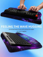 Reposamuñecas ergonómico con soporte para teclado, reposamanos acolchado, cómoda espuma viscoelástica integrada para escribir de forma natural y aliviar el dolor de muñeca, galaxia profunda