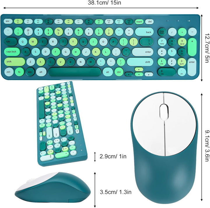 Combo de teclado y mouse inalámbricos, teclado retro estilo máquina...