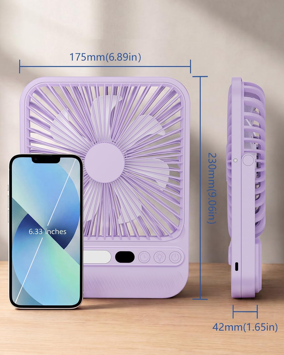 BIVBTP Ventilador de viaje portátil ultrafino de 8000 mAh con tempo...