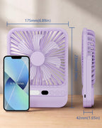 BIVBTP Ventilador de viaje portátil ultrafino de 8000 mAh con tempo...