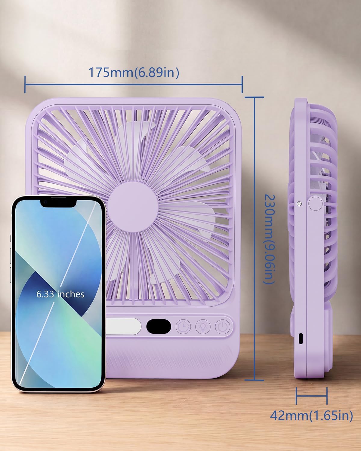 BIVBTP Ventilador de viaje portátil ultrafino de 8000 mAh con tempo...