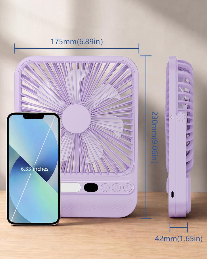BIVBTP Ventilador de viaje portátil ultrafino de 8000 mAh con tempo...