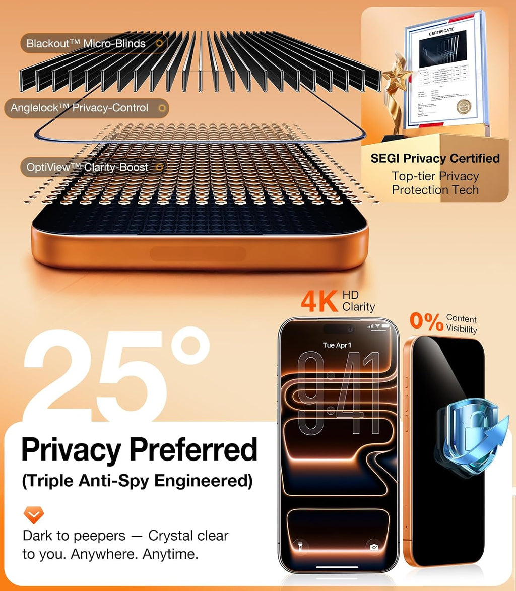 UltraGlass TOP 9H+ Armor - Protector de pantalla de privacidad para iPhone