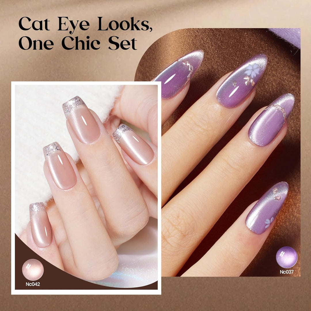 Beetles - Juego de esmaltes de uñas de gel de ojo de gato, 10 color...