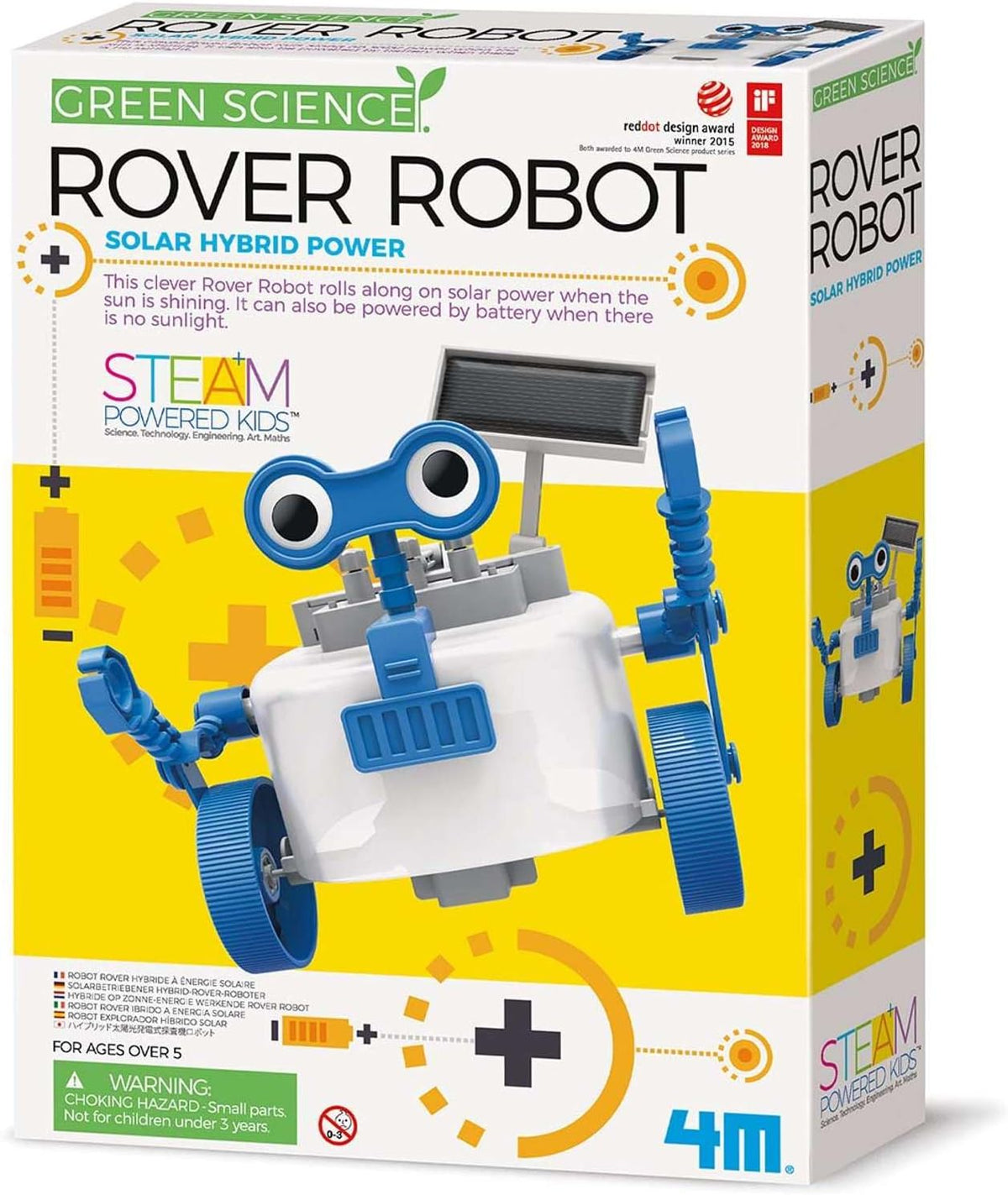 4M Robot Green Science Rover - Kit de construcción STEM híbrido de batería