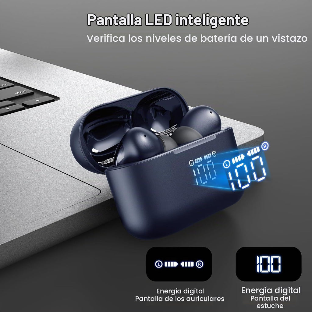 TOZO Auriculares inalámbricos T20 97H Playtime, estuche de pantalla LED de