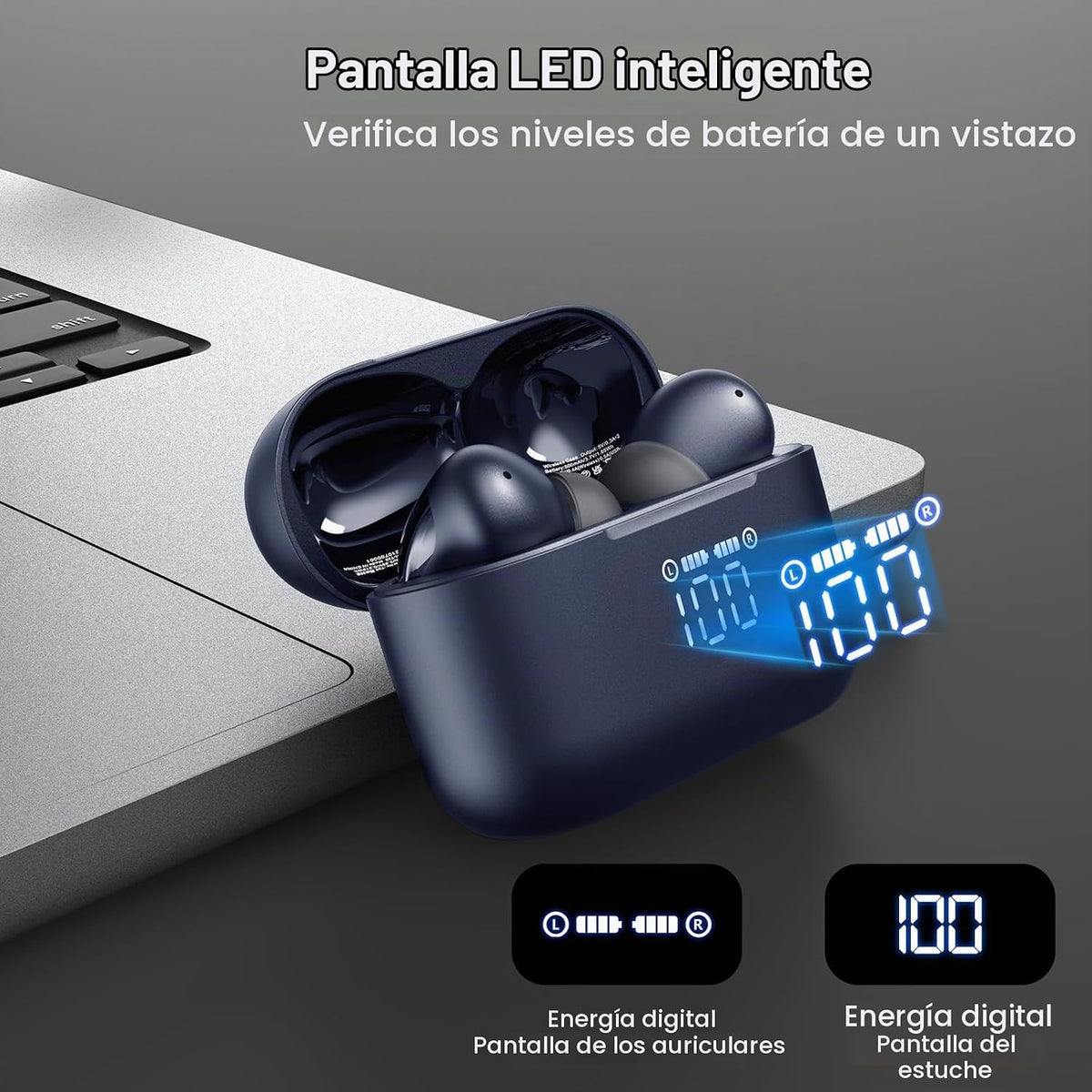 TOZO Auriculares inalámbricos T20 97H Playtime, estuche de pantalla LED de