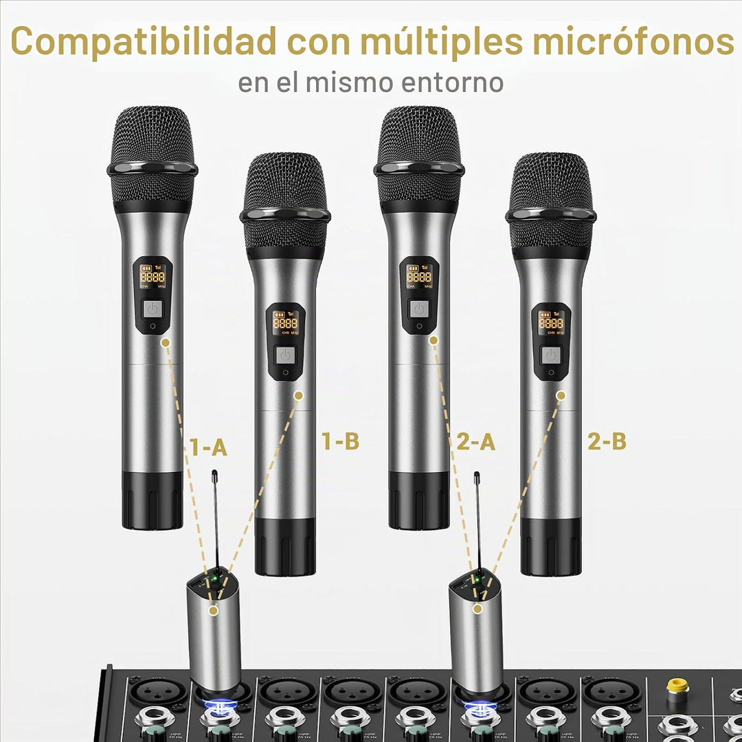 Micrófonos inalámbricos TONOR, micrófono de karaoke UHF con recepto...
