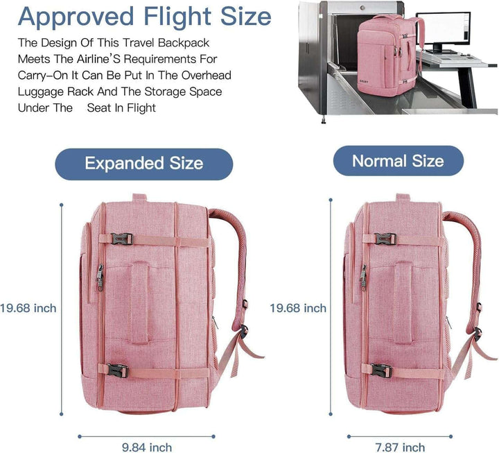 Gieury - Mochila de viaje de 50L para mujeres, aprobada para vuelos...