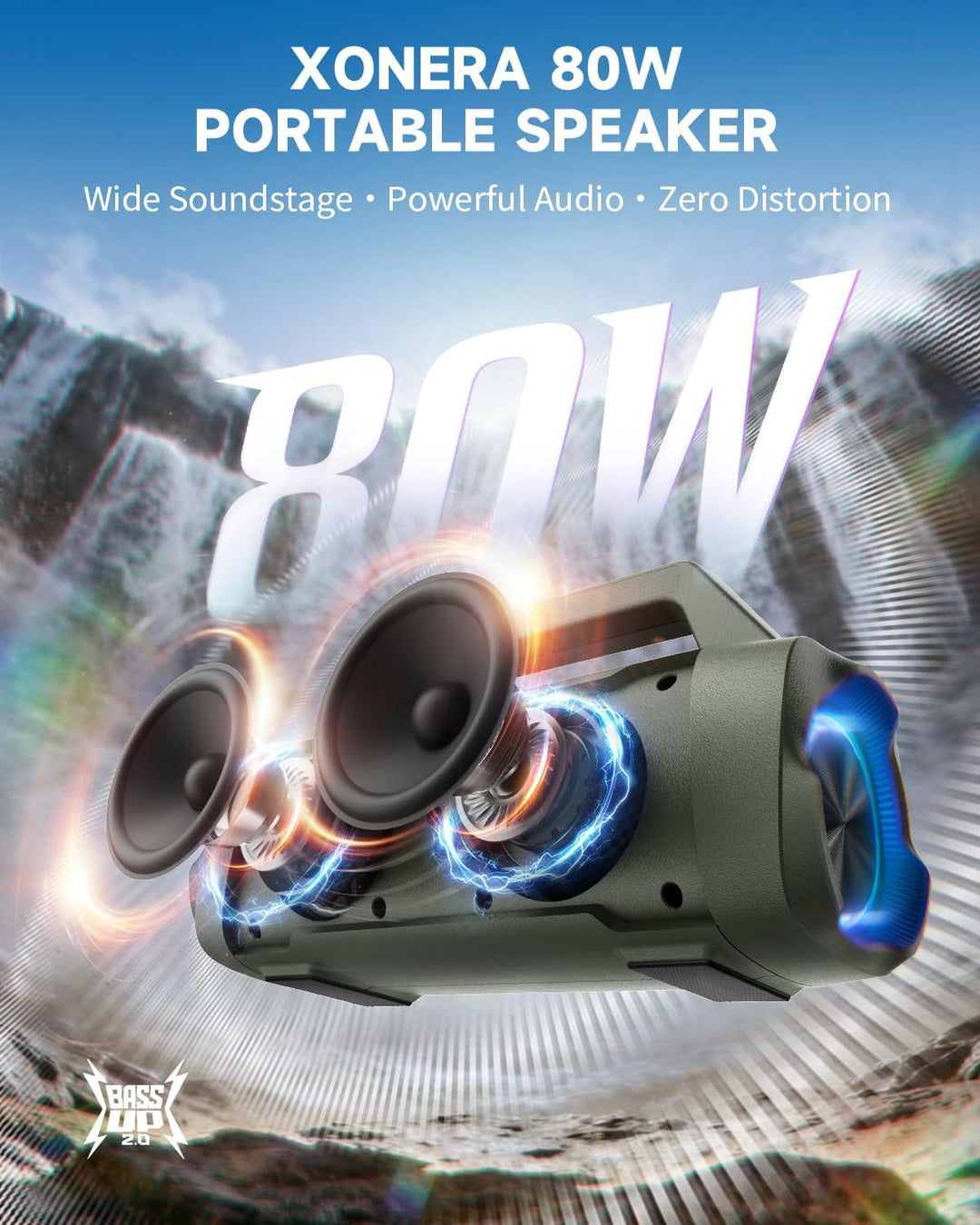 Xonera Altavoces Bluetooth inalámbricos, 80 W pico alto altavoz par...