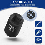 WORKPRO Juego de llaves de impacto poco profundo de 1/2 pulgada, juego de llaves de 6 puntas de acero Cr-V métrico con estuche de almacenamiento para mantenimiento y reparaciones automotrices (14