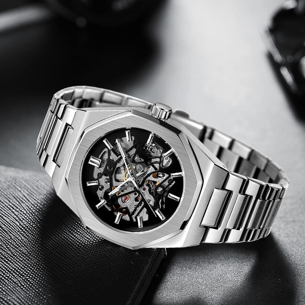 Relojes mecánicos para hombre Tiong, reloj esqueleto automático de lujo para hombres