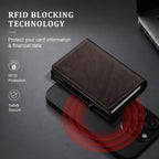 Cartera minimalista para hombres, cartera de cuero de grano completo con bloqueo RFID con 2 ventanas de identificación, billetera plegable triple para tarjetas de crédito, cartera de 9 a 11