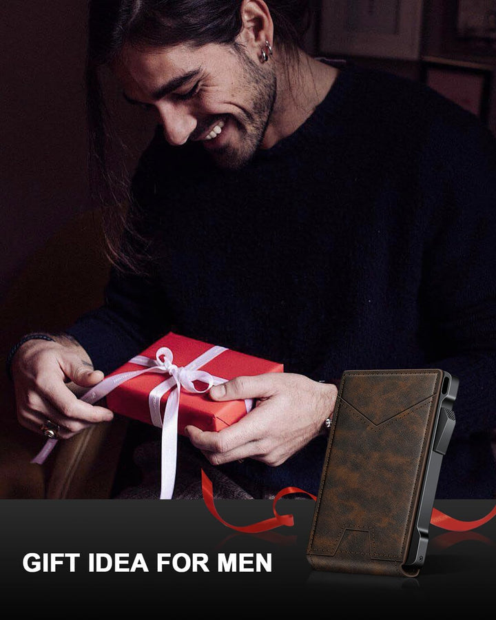 Cartera para hombre RFID con 2 ventanas de identificación y clip pa...