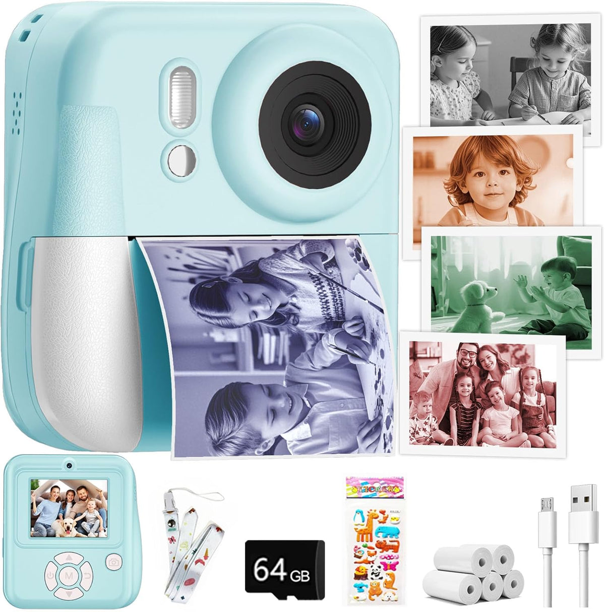 Cámara para Niños con Impresión Instantánea de Fotos a Color, Cámar...