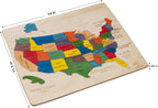 Mapa de Estados Unidos - Rompecabezas de madera de 14 pulgadas | 14.0 x 11.5 pulgadas | 44 piezas de rompecabezas – Small States are Clubbed | Juguete educativo y de aprendizaje regalo para niños y niñas a partir de