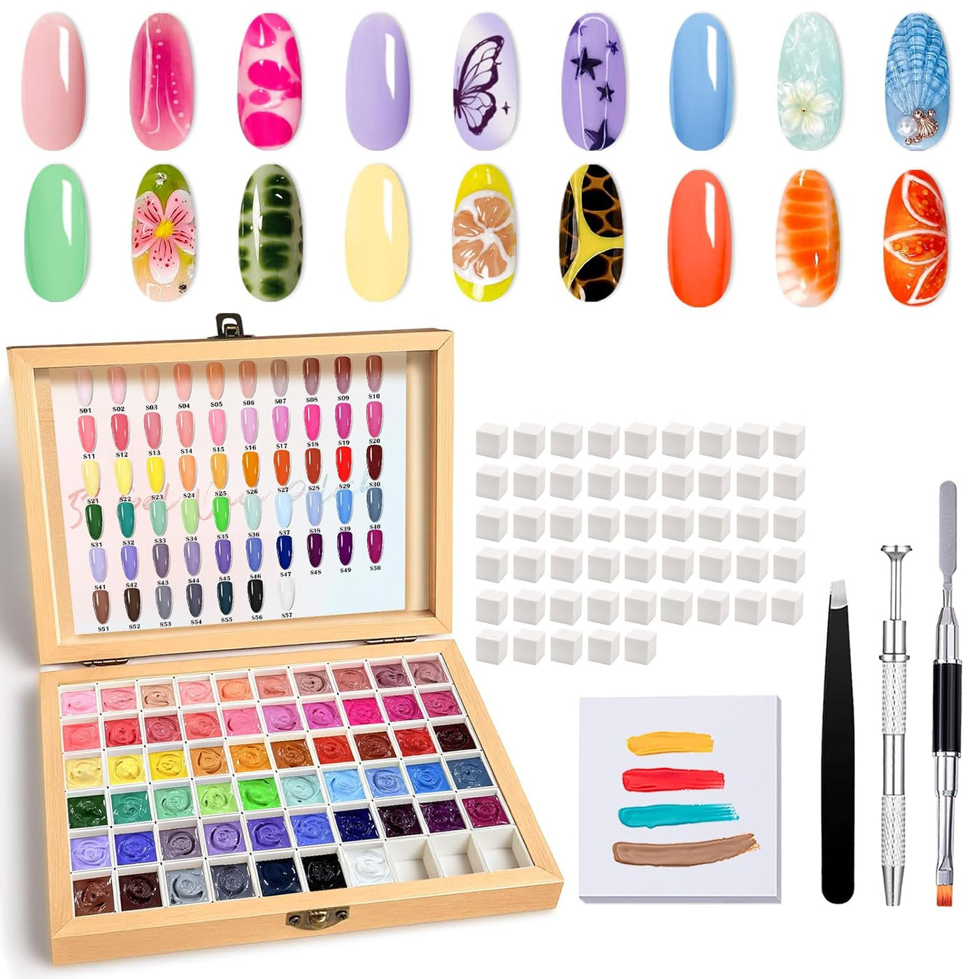 GZIXBDA Paleta de esmaltes de gel y herramientas de 57 colores | Pi...