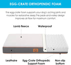 Cama ortopédica para perros grandes - Gran cama impermeable para jaula de perro con funda extraíble y lavable, soporte de espuma tipo caja de huevos, fondo antideslizante, colchón de lujo de felpa