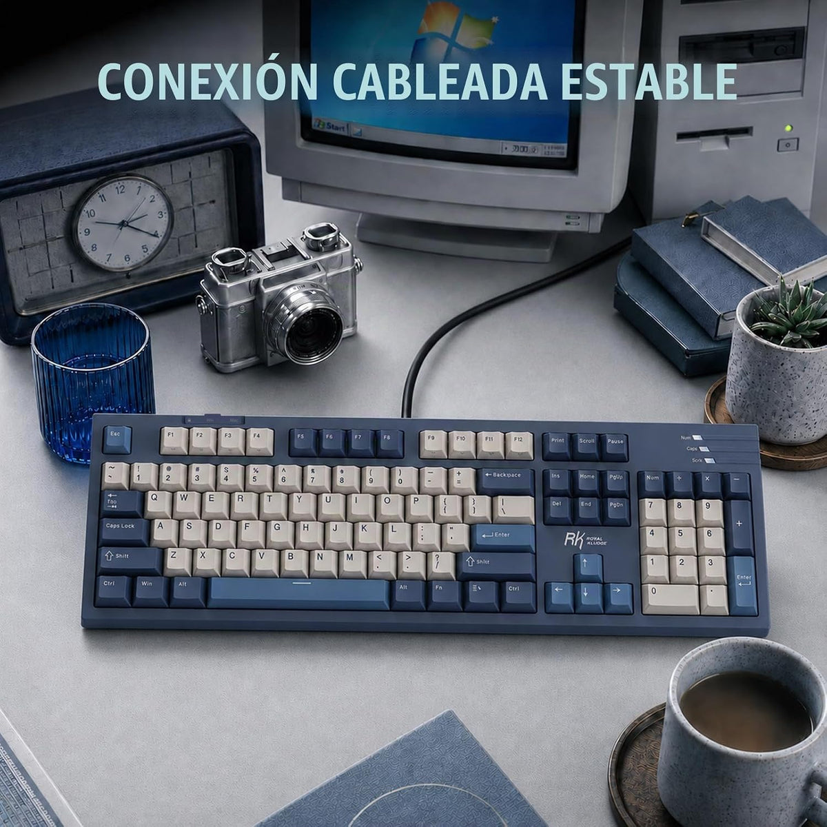 RK ROYAL KLUDGE R104 Teclado mecánico con cable de tamaño completo,...