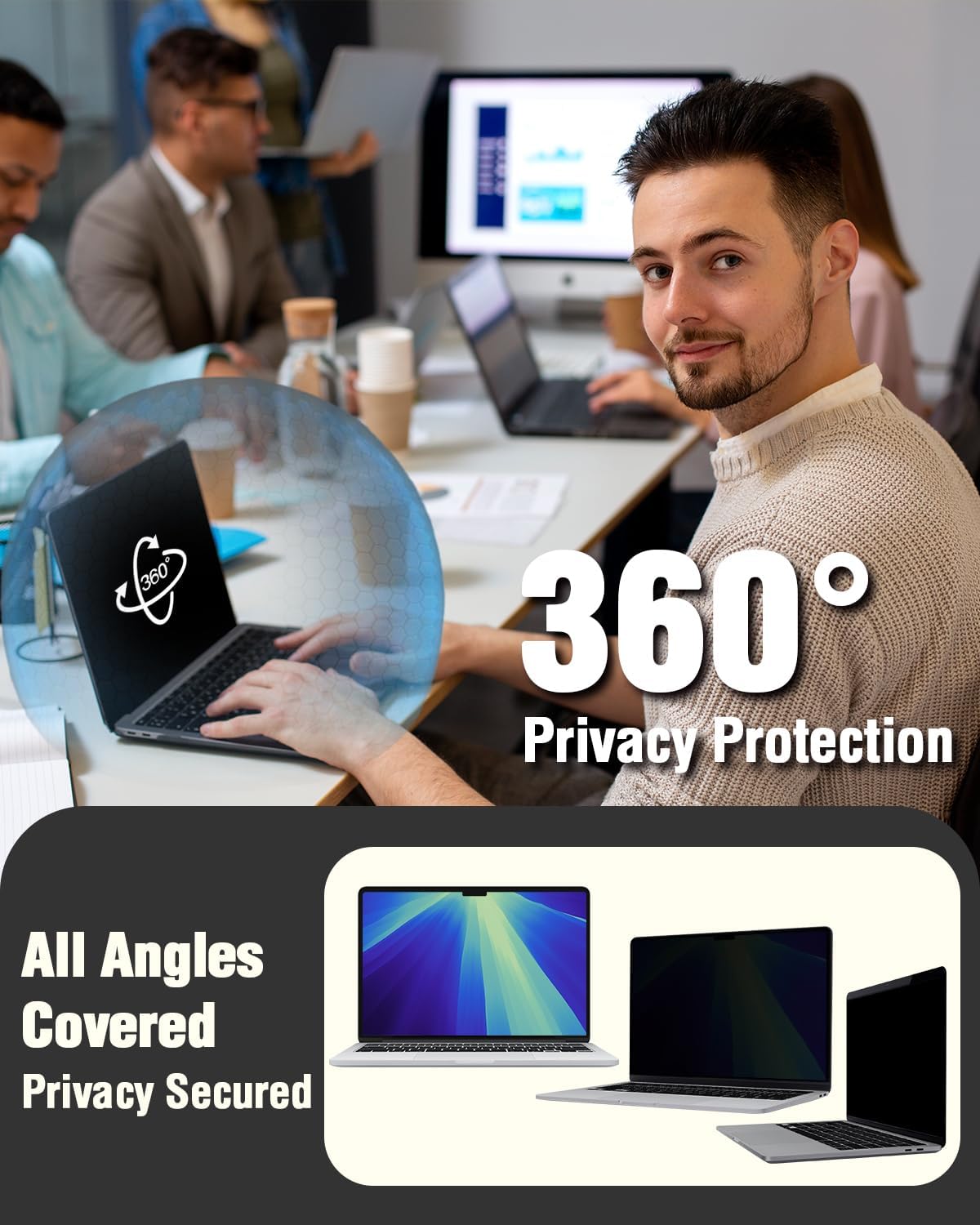 F FORITO Pantalla magnética de privacidad para laptop de 16 pulgada...