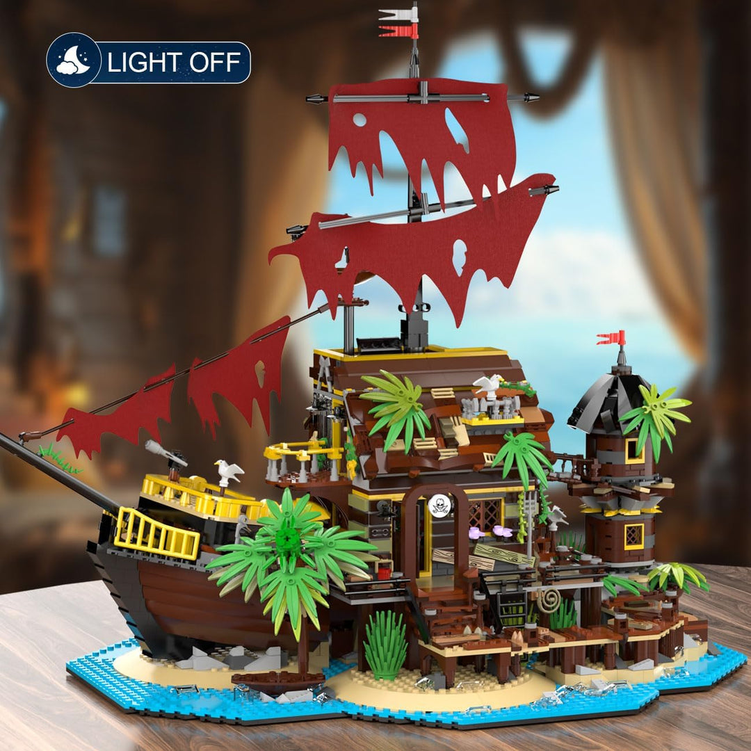 Juego de construcción de casa de naufragio pirata con luz