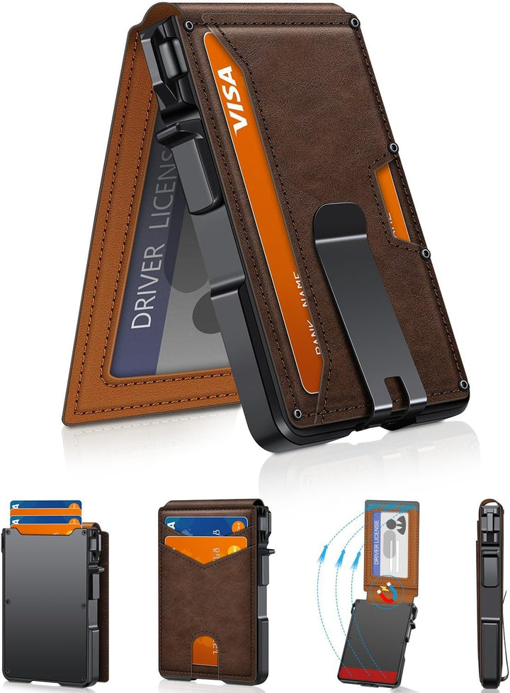 Cartera para hombres, cartera minimalista para hombres de 9-13 tarj...