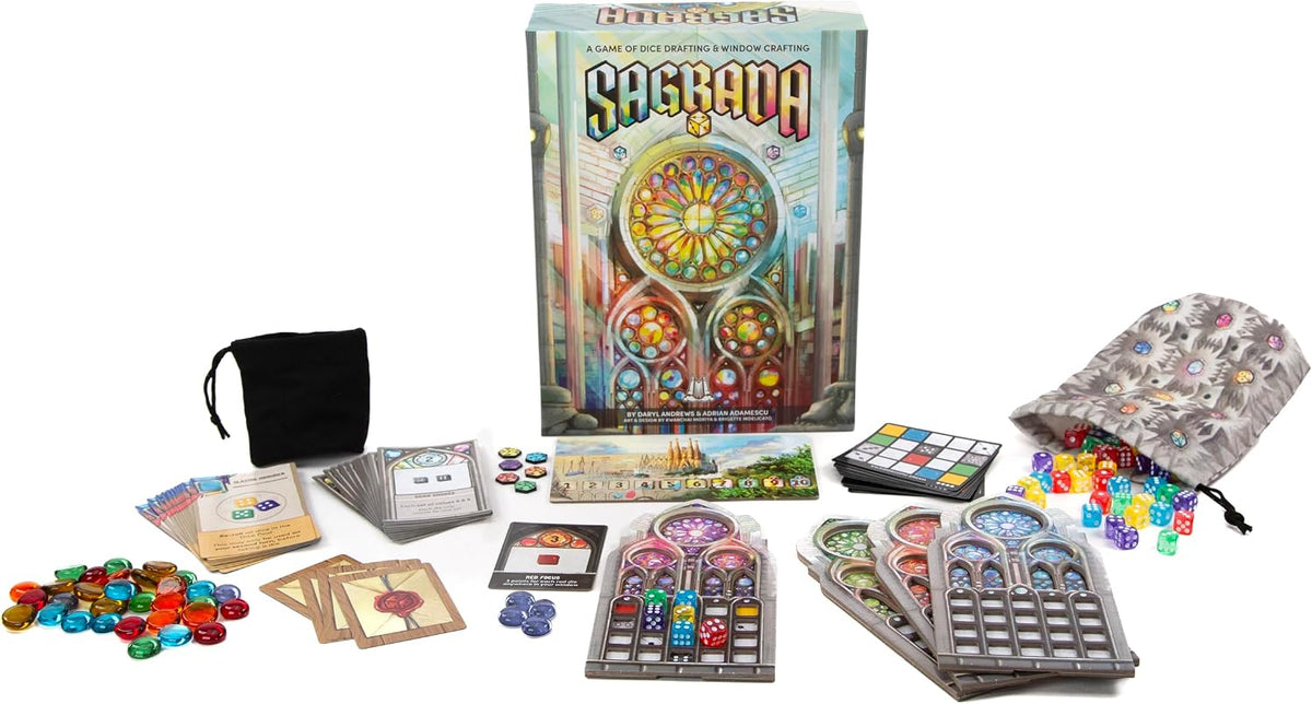 Floodgate Games Juego de mesa Sagrada | Juego familiar para niños y adultos | Juego de estrategia de dibujo de dados y colocación | A partir de 10 años | 1 a 4 jugadores Remastered Edición Deluxe