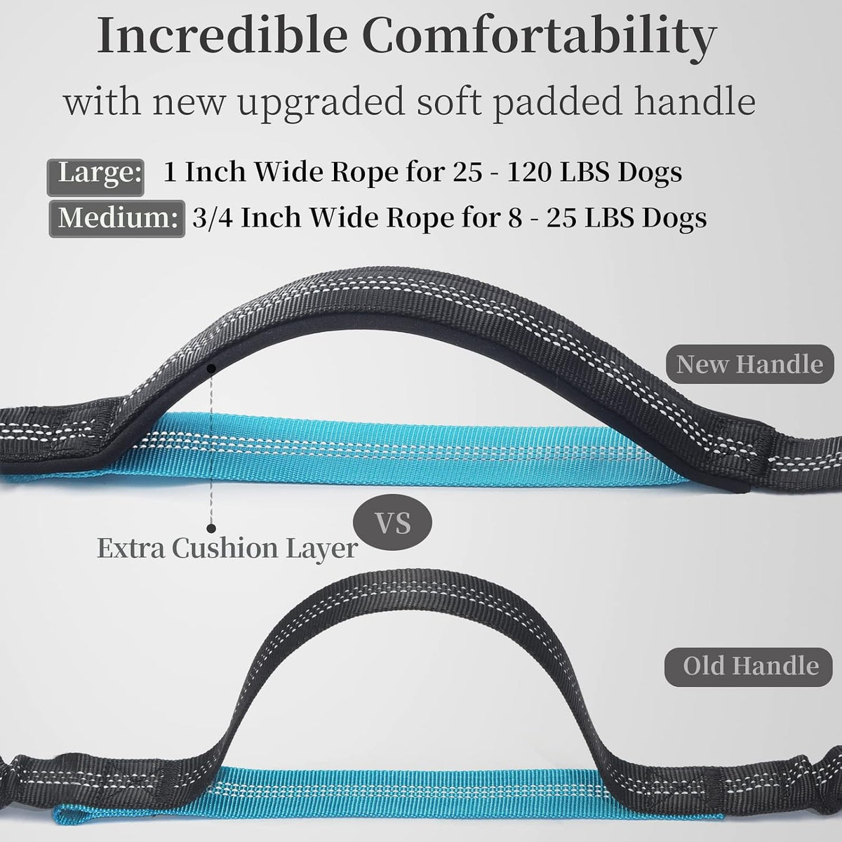 Correa para perro manos libres con bolsa de cremallera, asas acolchadas dobles y elástico duradero para caminar, trotar y correr a tu perro (grande, 25-120 libras, negro)