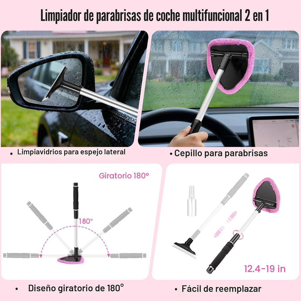 Kit de limpieza de coche rosa, kit de detalles de 25 piezas para interior con aspiradora de mano 4 en 1, juego de cepillos para detalles, herramienta de limpieza de parabrisas 2 en 1, accesorios de automóvil para limpieza, regalo para mujeres