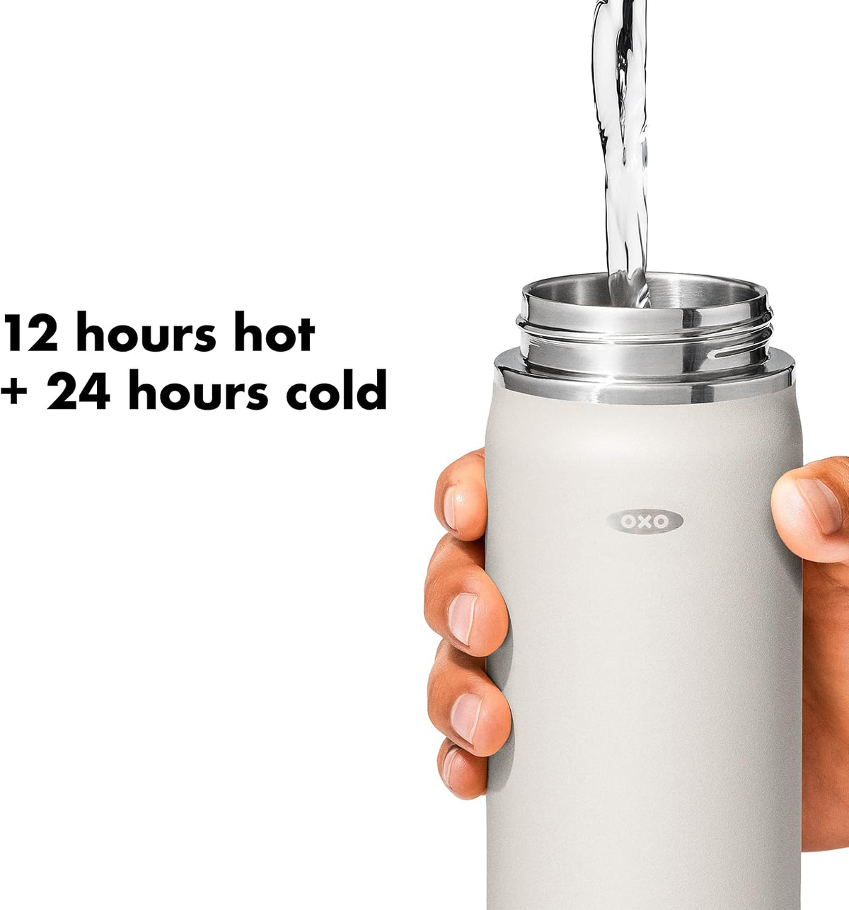 OXO Strive - Botella de agua de boca ancha de 20 onzas con tapa con popote, cuarzo