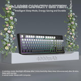 FREEWOLF K100 Teclado inalámbrico silencioso cremoso para juegos de...