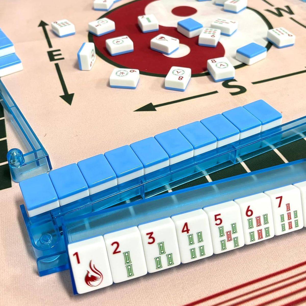 Juego de Mahjong Americano de 160 piezas, juego de Mahjong con espalda azul