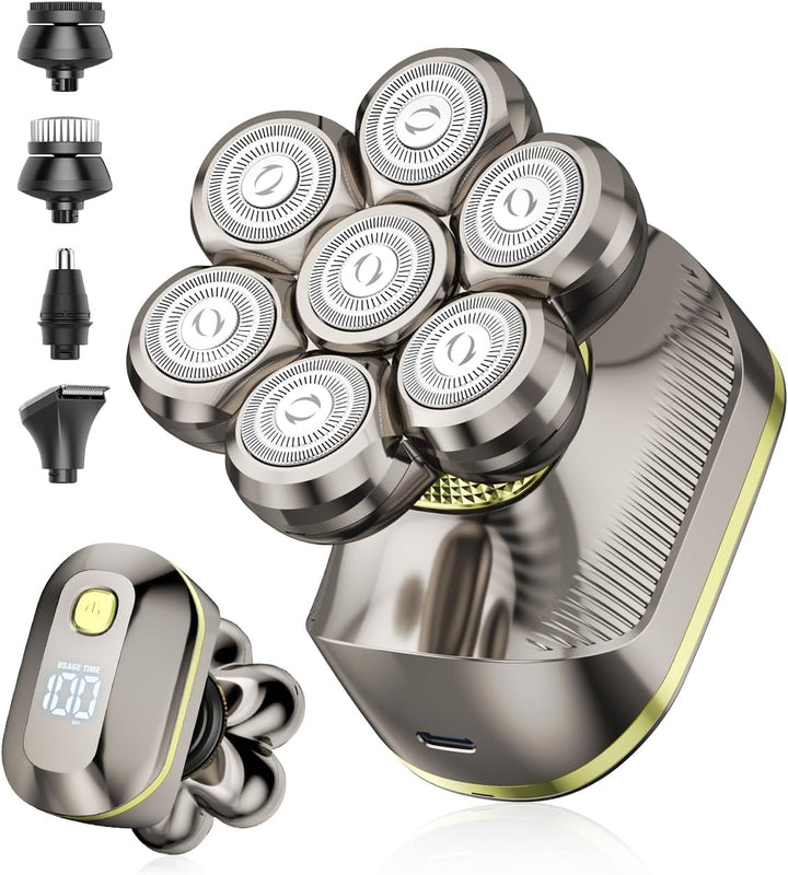 TEPOTZ Afeitadoras eléctricas 7D para hombres calvos, maquinilla de...