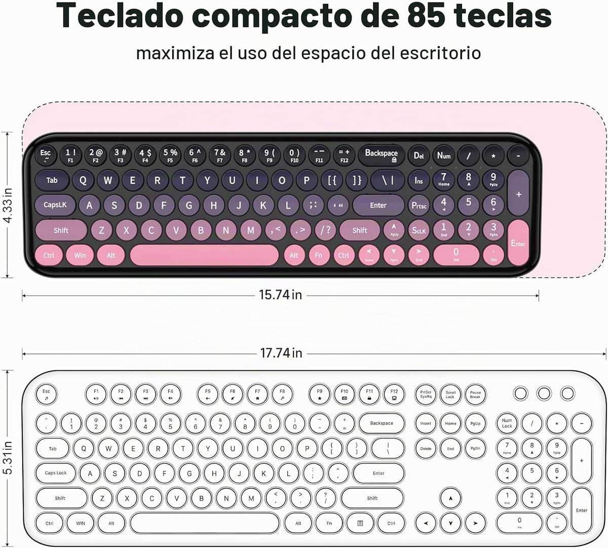MOFII Combo de teclado y mouse inalámbricos, teclado pequeño compac...